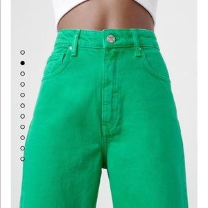 NWOT Zara High Waist Wide Leg Green Jeans 💚